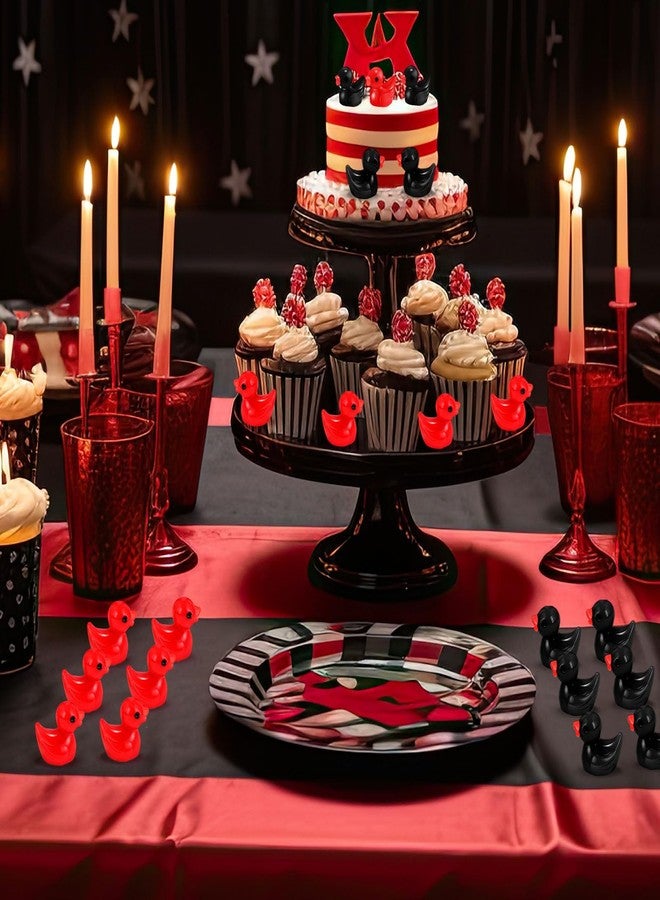 Rotatingpals 150 Pcs Valentine's Day Mini Ducks Resin Tiny Duck Little Small Figures Bulk for Valentines Party Dollhouse Aquarium Decor Micro Garden Landscape DIY Crafts(Red,Black) - Image 5